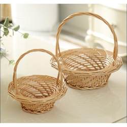 Floral Blue Woven Basket with Floral Willow Weaving Dance Props, Dancing Basket, Hand-Held Basket, Flower Basket, Wedding Small Flower Vine Basket