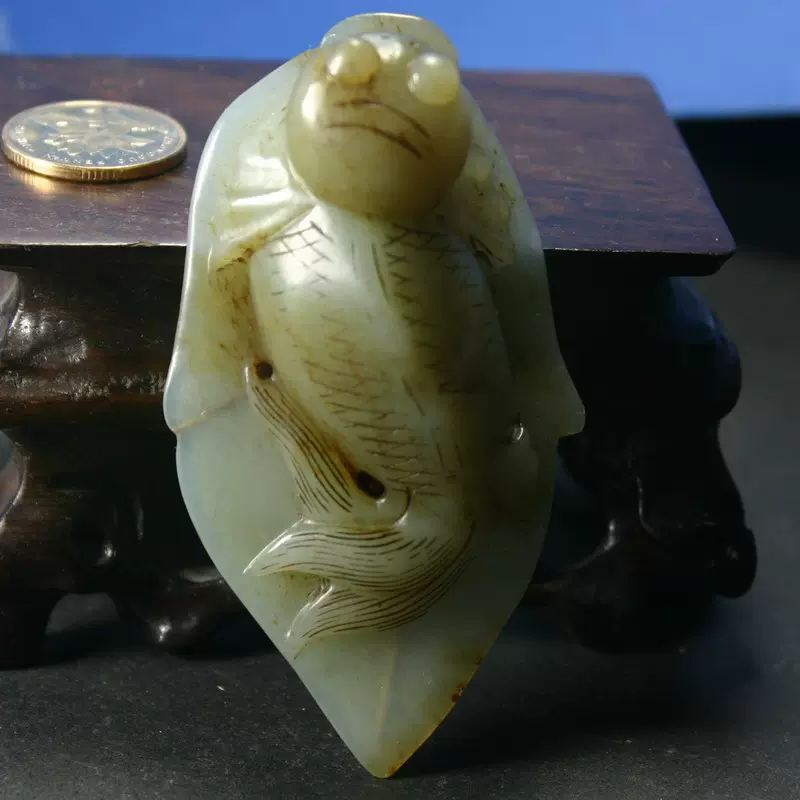 和田玉明代古玉器青白玉大业有成把件老玉包邮特价古董收藏古玩