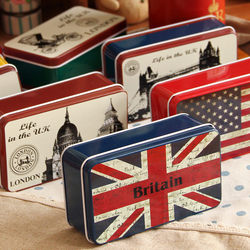 Zakka British Style Retro Small Tin Box Jewelry Storage Box Wedding Candy Box Gift Tinplate Box