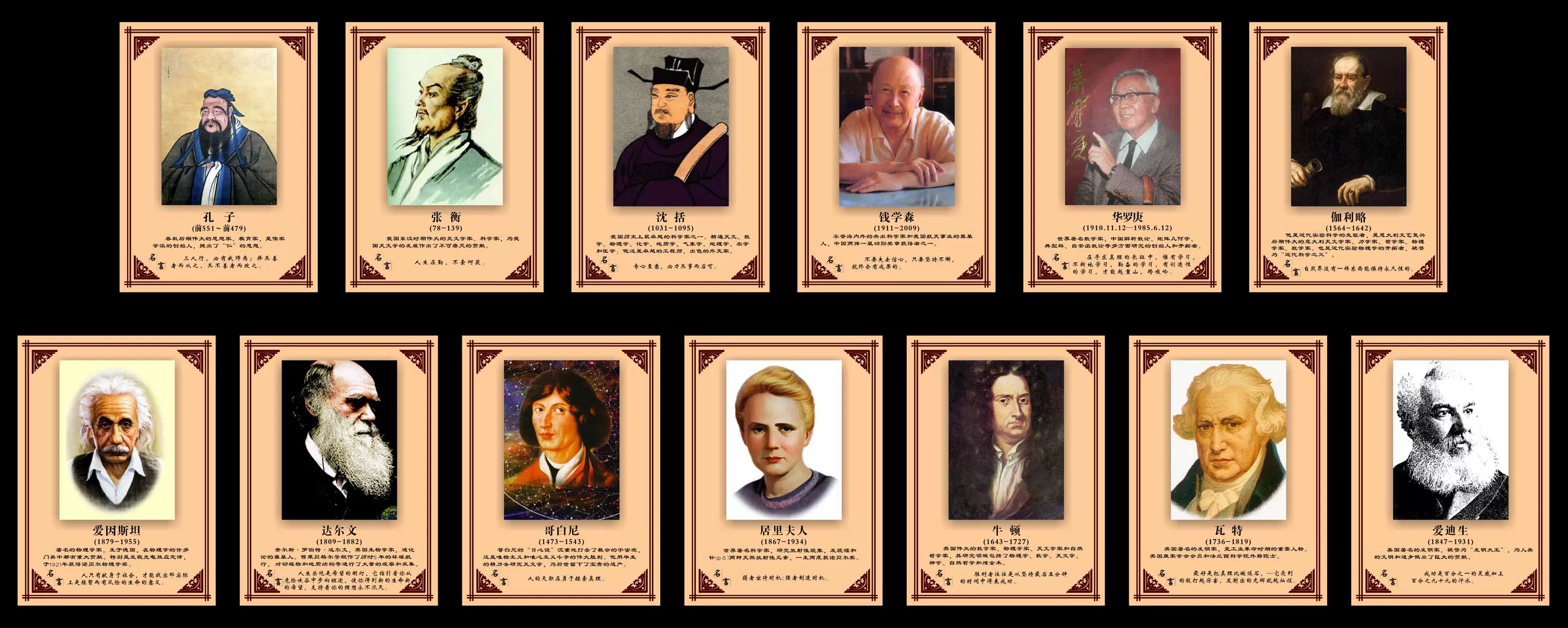 28素材名人名言格言海报展板13科学家画像海报印制