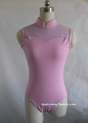 New Ballet Practice Outfit with Mesh Splicing, Stand-Up Collar, Backless Design, Suitable for Dance, Performance, and Gymnastics