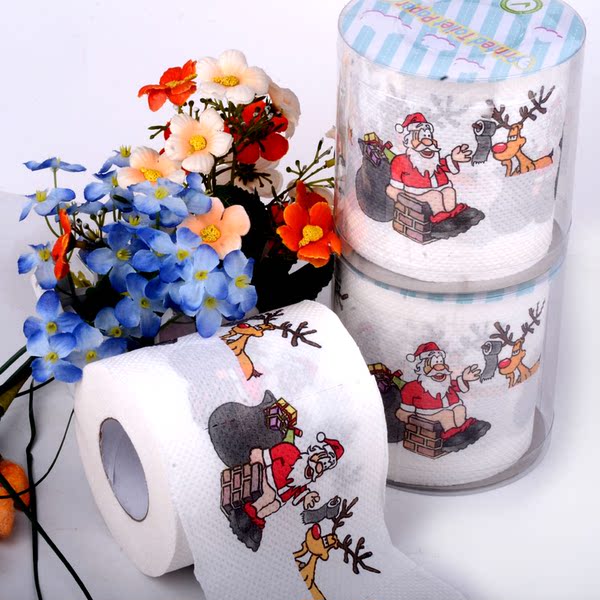 Sheng jieya creative toilet paper, roll paper, paper towel, printed facial tissue, roll paper santa claus 2 rolls