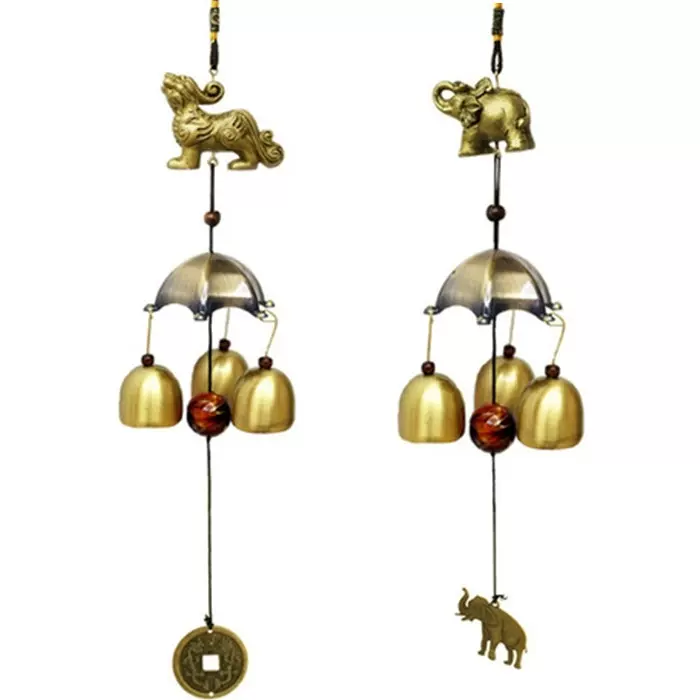 三层九铃铜铃纯铜铃铛风铃挂饰风铃貔貅葫芦大象金蟾-Taobao