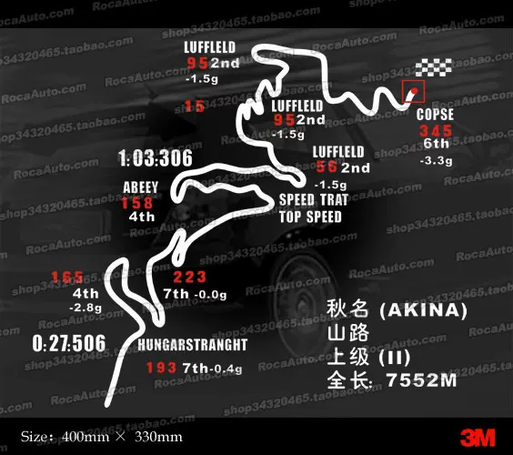 游骑车贴头文字d 秋名山赛道xl021 美国进口反光膜制作汽车贴纸