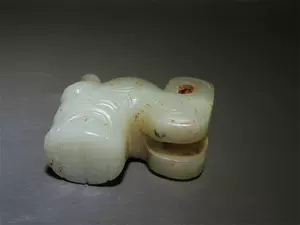 黄玉龍頭形珮 和田玉 古玉 古玉擺件 中国古玩 中国美術 唐