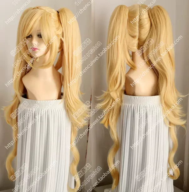 Cos假髮漆黑的子彈片桐弓月金色虎口夾子雙馬尾驕傲的萌妹子