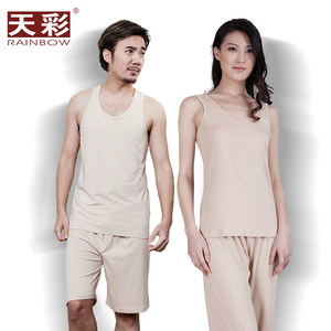 
Tiancai natural Xinjiang colored cotton pure cotton sports camisole men's and women's bottoming shirt U-shaped slim fit