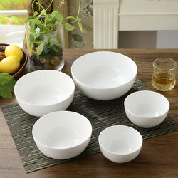 4.5678inch Ceramic Rice Bowl, Large Noodle Bowl, Soup Bowl, Tableware, Microwaveable, White Porcelain, Household Use