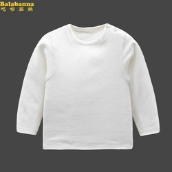 Newborn Baby Pure Cotton Long-Sleeved Top Baby T-Shirt Boys and Girls Kidsren's White Bottoming Shirt T-Shirt Spring and Autum Clothes