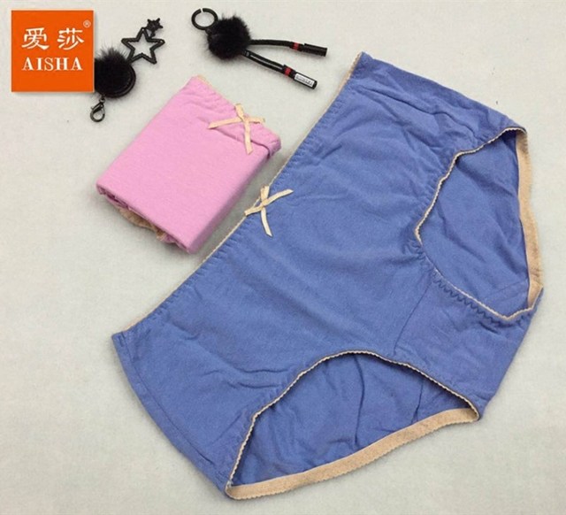 Boxed Aisa stretch cotton all-cotton women's boxer underwear solid color mid-waist breathable middle-aged women's shorts head