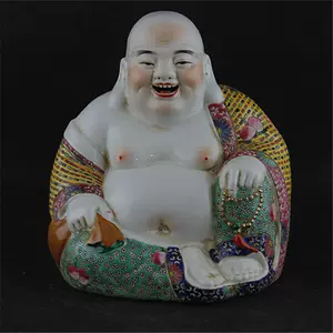 置物　弥勒佛 粉彩人物 域鉴古玩】民国·粉彩弥勒佛瓷塑鉴定结果_民国·粉彩弥勒佛瓷塑真