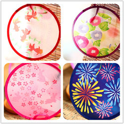 Xiao Qijia 〓 Zakka Japanese Groceries Japanese Style Four Seasons Foldableing Mini Handleless Round Fan/Silk Fan Four Styles