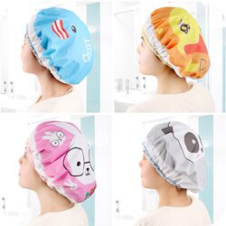Cute Cartoon Shower Cap for Adult Women, Waterproof Shower Cap, Hair Washing Cap, Kitchen Oil-Proof Hat