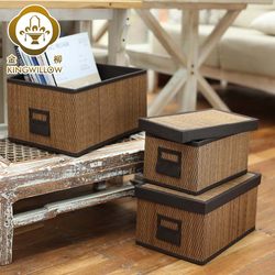 Bamboo Woven Storage Basket Storage Box Jinliu Home Storage Box Small Covered Storage Box Home Organization Basket Box