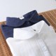 Japanese Peter Pan collar cotton yarn solid color skin-friendly long-sleeved shirt cotton slimming versatile literary women's base shirt