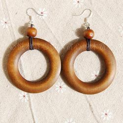 Ethnic Style Lucky Ring Wooden Earrings With 925 Silver Hook | European And American Fashion Diy Accessories