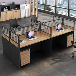 4-Person L-Shaped Corner Workstation with Partition Screen, I-Type Booth for Shenzhen Office Cubicles, Computer Workstation