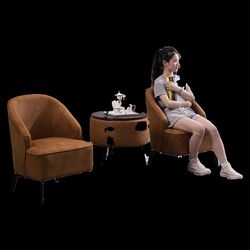 Single sofa cafe table and chairs milk tea shop chair balcony leisure chair bedroom Nordic light luxury