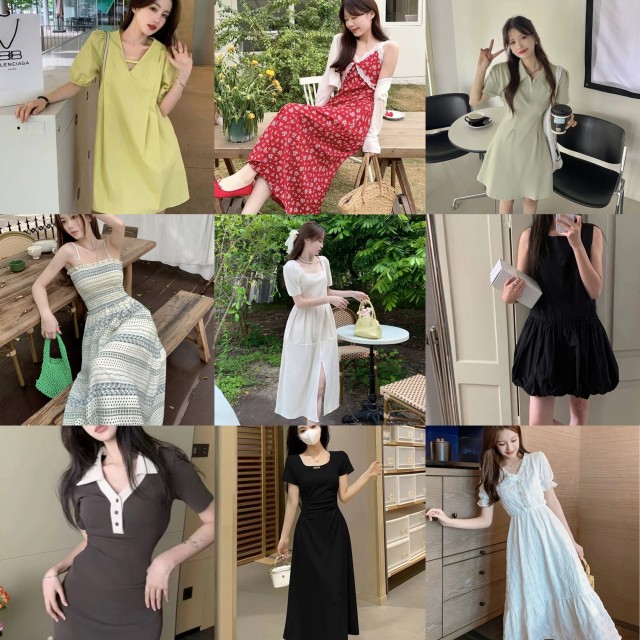 DG's new French floral suspender long skirt with waist slim holiday style mid-length slit dress

