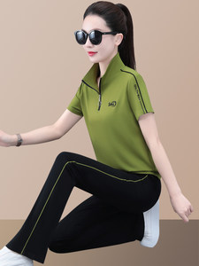 
2025 new sports suit summer suit women's fashionable ice silk short-sleeved quick-drying breathable running suit casual two-piece set