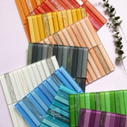 Long Strip Glass Dopamine Mosaic Chain Hotel Glass Tiles Bathroom Bar Counter Background Wall Kitchen Bathroom Tiles