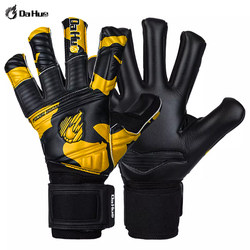 Professional Black Gold Candy Goalkeeper Gloves with Removable Finger Guards, Durable for Grass, with Internal Seam Fire Protection