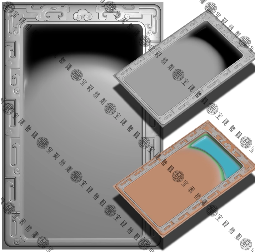 G99018砚台精雕图浮雕图仿古螭龙砚电脑雕刻机雕模型JDP文件-Taobao