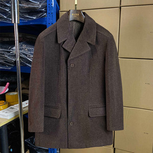 
Youxia Italian brand 80 wool woolen coat cotton coat loose windbreaker men's mid-length coat thick D13-1
