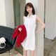 Sleeveless shirt for women's inner wear 2025 autumn and winter mid-length layered plush velvet large size power-on style dressing white vest shirt
