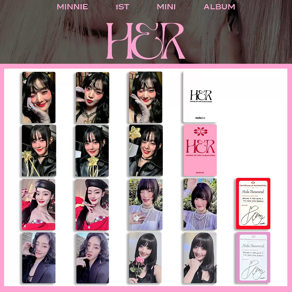 I-DLE ミンニ HER everline サイン会限定 トレカ A G)I-DLE Minnie周边SOLO迷你新专HER限定小卡收藏签名卡金米妮