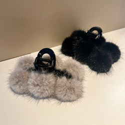 Korean Accessible Luxury Exquisite Simple Big Ball Big Fur Shark Hair Ball Hair Ball Large Hair Grab Ponytail Grabber Hairpin