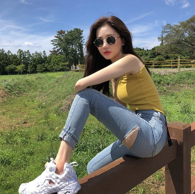 Super American retro high waist porn jeans elastic slimming slimming pencil pants small feet nineteen pants
