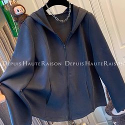 Zdm Plus Size 150kg Zippered Hooded Sweatshirt for Women 2026 Autumn and Winter New Loose Fit Casual Cardigan Jacket for Chubby Girls