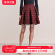 Vogg France M autumn and winter new style beautiful dark red exquisite hollow mesh petals retro and elegant panton skirt