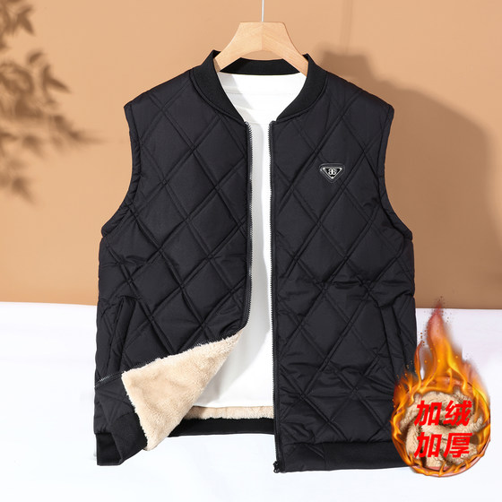 
Autumn and winter plus size plus size men's casual loose plus velvet vest fat man fat man waistcoat cotton vest jacket top