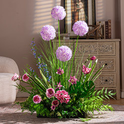 High-End Artificial Green Plant Floor Flower Arrangement, Floor-Standing Flower Box Decoration, Bionic Plastic Fake Floral Art Landscaping Ornament