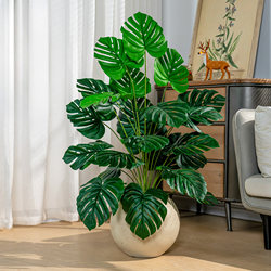 High-End Artificial Areca Palm and Monstera Potted Plants for Indoor Living Room Decoration, Bio-Inspired Fake Green Plant Ornaments