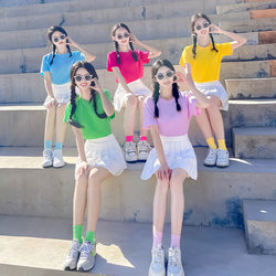 Candy-Colored Pleated Skirt Suit for Summer Cheerleading Performances, Cheerleading Team Performances, Sports Meets, Graduation Season, and Best Friend Outfits