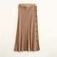Spring and Autumn Pit knitted half skirt solid color button decoration simple temperament medium long A -line skirt outer single -tail cargo women's clothing