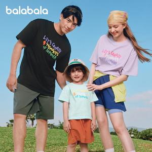 
Balabala parent-child short-sleeved t-shirt family of three and four pure cotton tops summer wear 2026 new bottoming shirt t