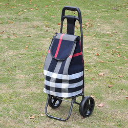Large Canvas Bag, Ultra-Light, Portable, Foldable, Hand-Pulled Trolley, Supermarket Shopping, Small Trolley for the Elderly to Buy Groceries