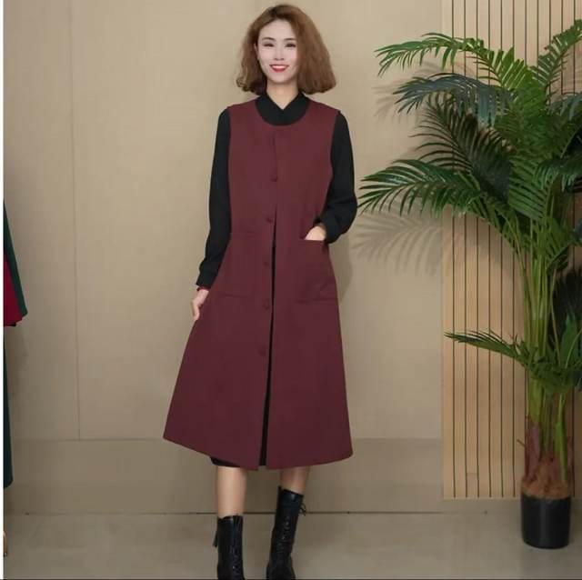 Mom's clothing spring and autumn Internet celebrity temperament versatile vest fashionable slimming long loose single-piece vest jacket