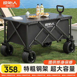 Primitive Camping Cart, Outdoor Camp Folding Trailer, Children's Reclining Travel Push Cart, Picnic Camping Hand-Pulled Cart