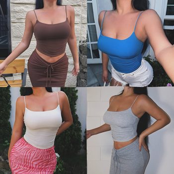 
High elastic pleated suspender vest Europe and America