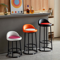 Bar Stool Modern Minimalist High Stool with Backrest Iron Art Round Stool Bar Chair High Stool High Chair