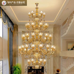 European-Style Villa Chandelier, Living Room Lamp, Duplex Building Multi-Layer Jade Crystal Lamp, 2025 New Model, Lobby Mid-Floor Chandelier