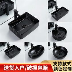 Knto Black Colored Countertop Ceramic Washbasin Single Basin Small Size Outdoor Balcony Art Washbasin