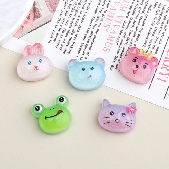
Cartoon diy resin accessories jewelry small animal head cream glue hairpin mobile phone case shoe buckle key chain pendant