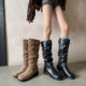 Meow's Sky 2025 Autumn New Slim Tall Boots Long Boots Women's Thick Heel Versatile Western Cowboy Boots