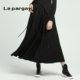 Lapargay Napaja 2023 new women's autumn and winter black mid-length printed skirt A-line skirt